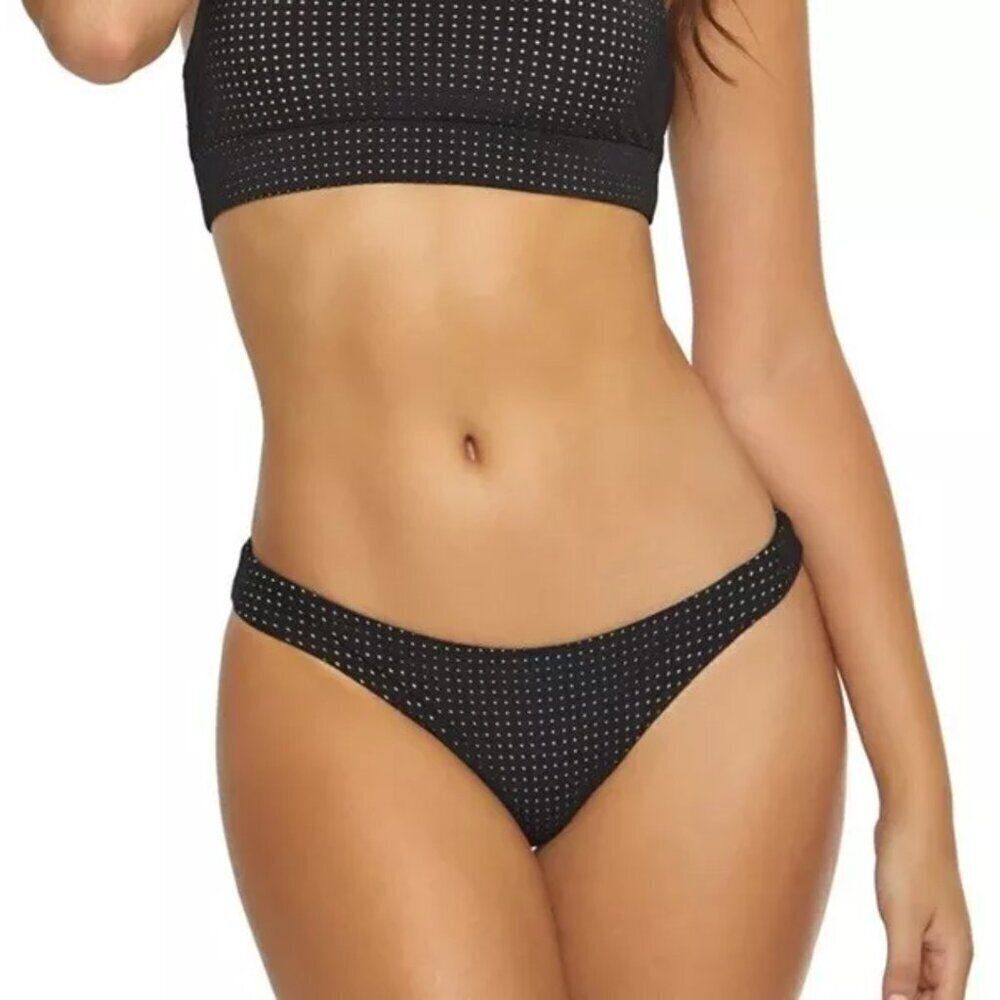 NEW Pilyq PQ Dusk Laser Perforated Full Back Hipster Bikini Bottom in Black S